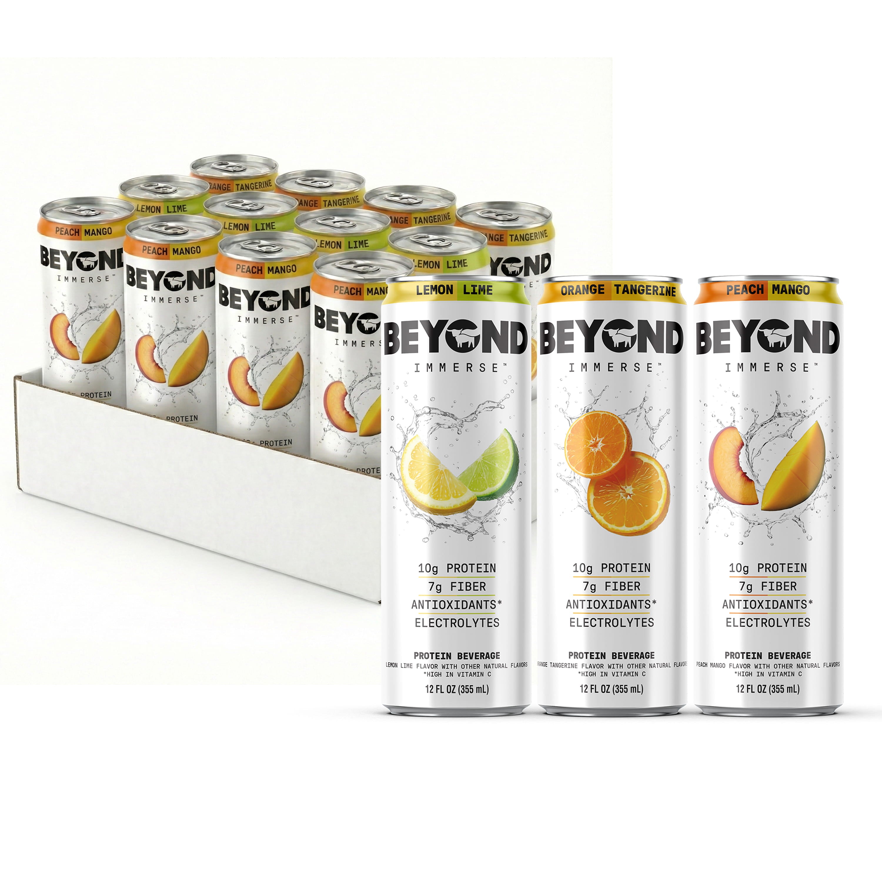 BEYOND IMMERSE PEACH MANGO, ORANGE TANGERINE, LEMON LIME VARIETY 12 PACK - 10g Protein