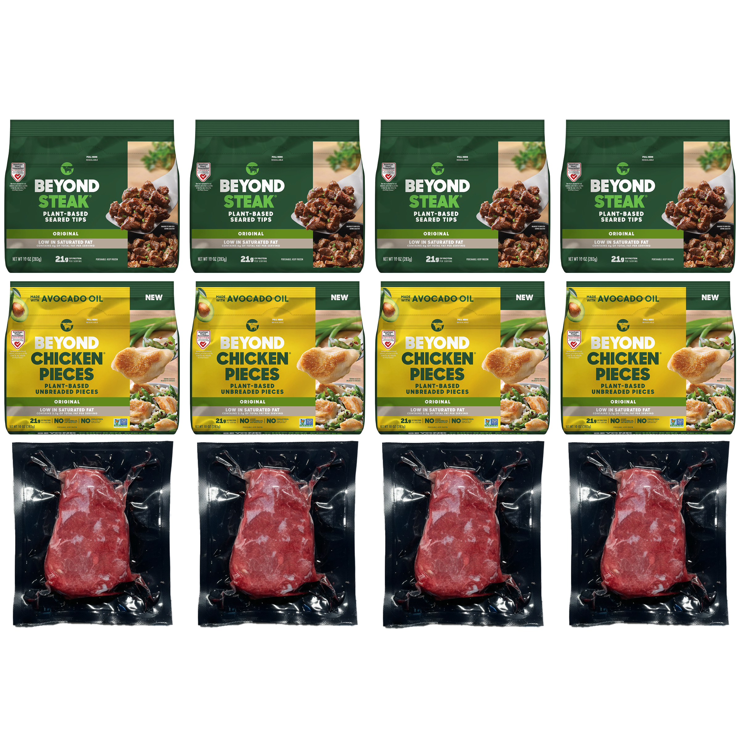 BEYOND STEAK TIPS ORIGINAL 4 PACK + BEYOND CHICKEN PIECES ORIGINAL 4 PACK + BEYOND STEAK FILET 4 PACK